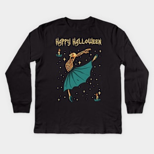 Ballet dancing skeleton tshirt halloween costume gift t-shirt Kids Long Sleeve T-Shirt